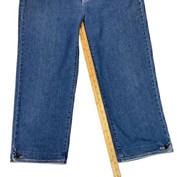Orvis Capri Jeans Womens Sz 12 Blue Medium Wash Crop 5 Pocket Denim Button Ankle - Picture 11 of 15